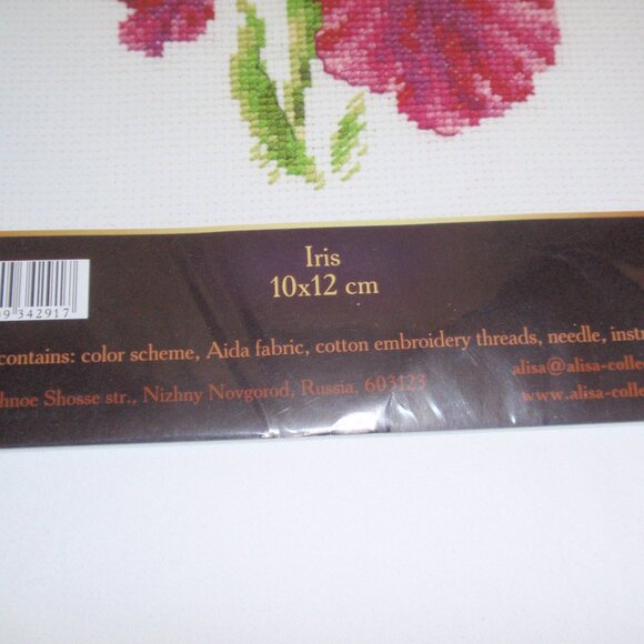 Lot of 4 NWT Flowers Cross Stitch Kits Alisa Miniature Small Peony Lilly Iris - Picture 10 of 13